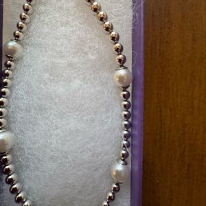 Elegant Sterling Silver Beaded 18" necklace with Majorca pearls